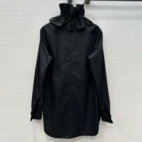 Dior Women Blouse with Removable Ruched Collar Black Cotton Poplin (1)