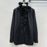 Dior Women Blouse with Removable Ruched Collar Black Cotton Poplin