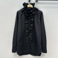 Dior Women Blouse with Removable Ruched Collar Black Cotton Poplin (1)
