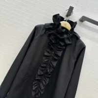 Dior Women Blouse with Removable Ruched Collar Black Cotton Poplin (1)