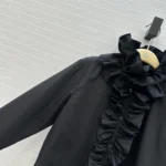 Dior Women Blouse with Removable Ruched Collar Black Cotton Poplin