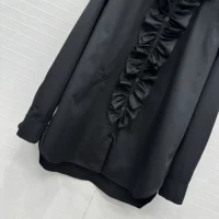 Dior Women Blouse with Removable Ruched Collar Black Cotton Poplin (1)