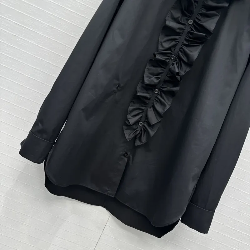Dior Women Blouse with Removable Ruched Collar Black Cotton Poplin