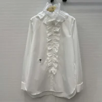 Dior Women Blouse with Removable Ruched Collar White Cotton Poplin (1)