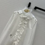 Dior Women Blouse with Removable Ruched Collar White Cotton Poplin