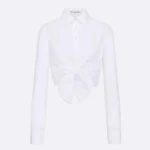Dior Women Dioriviera Tied Cropped Blouse White Cotton Poplin