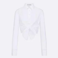 Dior Women Dioriviera Tied Cropped Blouse White Cotton Poplin (1)