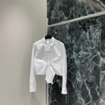 Dior Women Dioriviera Tied Cropped Blouse White Cotton Poplin