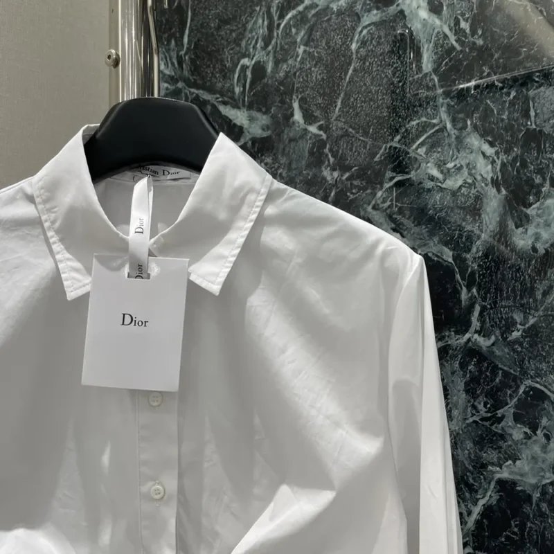 Dior Women Dioriviera Tied Cropped Blouse White Cotton Poplin