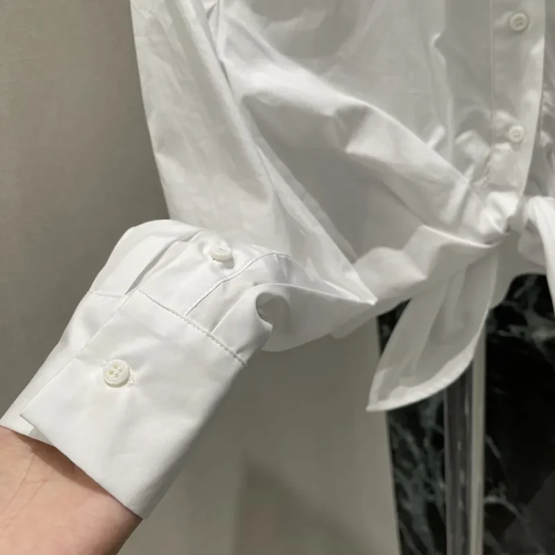 Dior Women Dioriviera Tied Cropped Blouse White Cotton Poplin