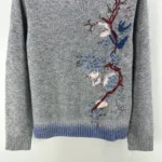 Dior Women Embroidered Sweater White Cashmere Knit with Multicolor Dior Pivoine Motif