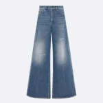 Dior Women Flared Jeans Blue Stonewashed Cotton Denim