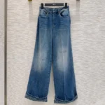 Dior Women Flared Jeans Blue Stonewashed Cotton Denim