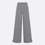 Dior Women Flared Pants Gray Cashmere-Blend Knit with Dior Oblique Motif