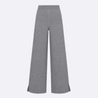 Dior Women Flared Pants Gray Cashmere-Blend Knit with Dior Oblique Motif (1)