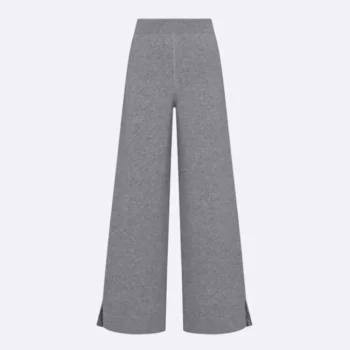 Dior Women Flared Pants Gray Cashmere-Blend Knit with Dior Oblique Motif