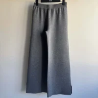 Dior Women Flared Pants Gray Cashmere-Blend Knit with Dior Oblique Motif (1)