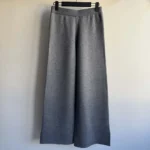Dior Women Flared Pants Gray Cashmere-Blend Knit with Dior Oblique Motif