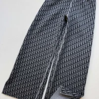 Dior Women Flared Pants Gray Cashmere-Blend Knit with Dior Oblique Motif (1)