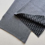 Dior Women Flared Pants Gray Cashmere-Blend Knit with Dior Oblique Motif