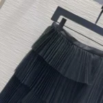 Dior Women Mid-Length Asymmetric Pleated Skirt Black Tulle
