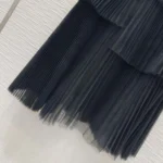 Dior Women Mid-Length Asymmetric Pleated Skirt Black Tulle