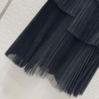 Dior Women Mid-Length Asymmetric Pleated Skirt Black Tulle (1)