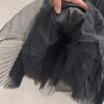 Dior Women Mid-Length Asymmetric Pleated Skirt Black Tulle