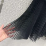 Dior Women Mid-Length Asymmetric Pleated Skirt Black Tulle