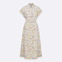Dior Women Mid-Length Belted Shirtdress Cotton and Silk Poplin 557R71A3B50