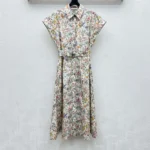 Dior Women Mid-Length Belted Shirtdress Cotton and Silk Poplin 557R71A3B50