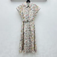 Dior Women Mid-Length Belted Shirtdress Cotton and Silk Poplin 557R71A3B50 (1)