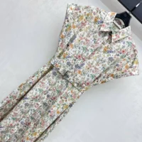 Dior Women Mid-Length Belted Shirtdress Cotton and Silk Poplin 557R71A3B50 (1)