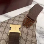 Gucci Men Ophidia Belt Bag Dark Brown Leather Trim
