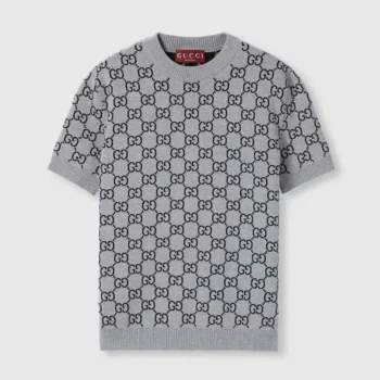 Gucci Men Reversible GG Wool Jacquard Top-Grey 798159XKD8T1045