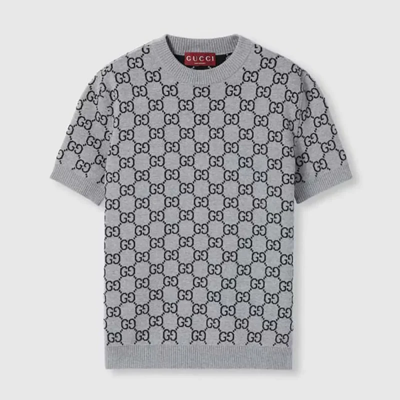 Gucci Men Reversible GG Wool Jacquard Top-Grey 798159XKD8T1045