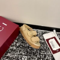 Gucci Unisex Sandal with Double G-Beige 835086FAEQ2 (1)