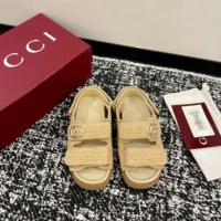 Gucci Unisex Sandal with Double G-Beige 835086FAEQ2 (1)