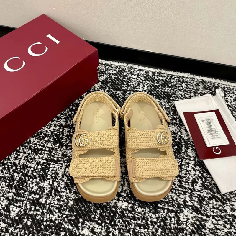 Gucci Unisex Sandal with Double G-Beige 835086FAEQ2