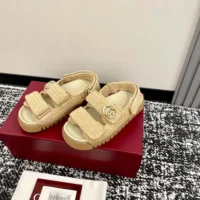 Gucci Unisex Sandal with Double G-Beige 835086FAEQ2 (1)