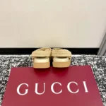 Gucci Unisex Sandal with Double G-Beige 835086FAEQ2