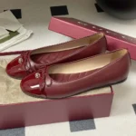 Gucci Women Ballet Flat with Double G-Bordeaux 835805BNC80