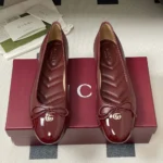 Gucci Women Ballet Flat with Double G-Bordeaux 835805BNC80