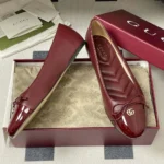 Gucci Women Ballet Flat with Double G-Bordeaux 835805BNC80
