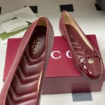 Gucci Women Ballet Flat with Double G-Bordeaux 835805BNC80
