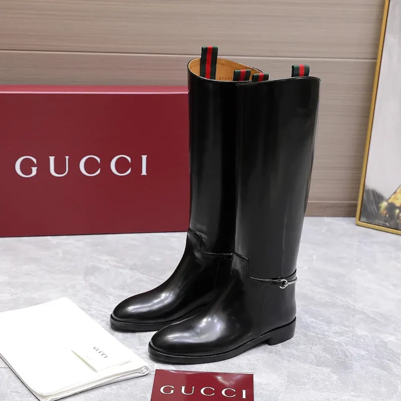 Gucci Women Boot with Slim Horsebit-Black 805310AADZD