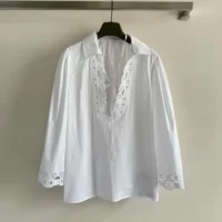 Gucci Women Cotton Poplin Shirt with Embroidery 826591ZAJP1 (1)