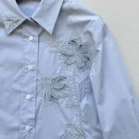 Gucci Women Cotton Poplin Shirt with Embroidery 835799Z7ADR (1)