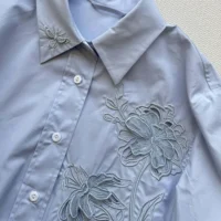 Gucci Women Cotton Poplin Shirt with Embroidery 835799Z7ADR (1)