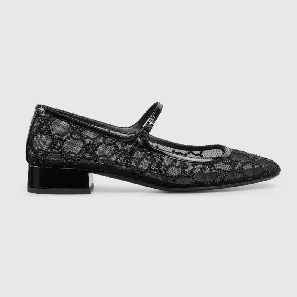 Gucci Women GG Crystal Ballet Flat-Black 835809FAEQ0 (1) Gucci Women GG Crystal Ballet Flat-Black 835809FAEQ0